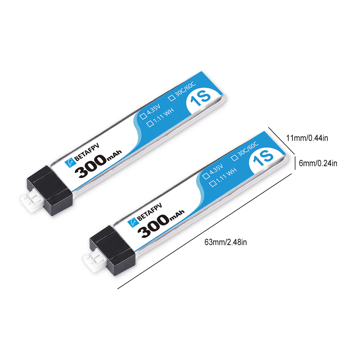 PH2.0 300mAh 1S 30C Battery (8PCS) - Image 3