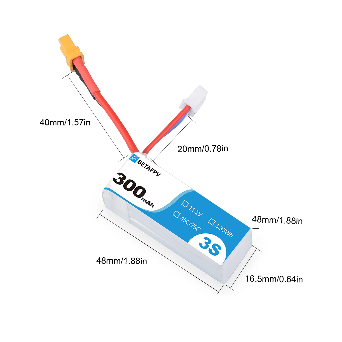 300mAh 3S 45C Lipo Battery R-Version (2PCS) - Image 4